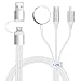 USB C Ladekabel für Apple Watch und iphone - 1,2 M Universal Nylon Charging Kabel, 3 in 2 Multi SchnellLadekabel Mehrfach Ladegerät für iPhone 16/15/14/13/12/11/iPad/AirP... Serien (Weiß)