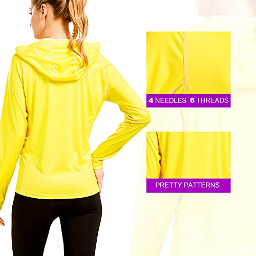 Hiking Clothes For Women Plus Size Workout Tops Sun Upf Outdoor Hoodie Shirts Yellow Xxl #TOP1
