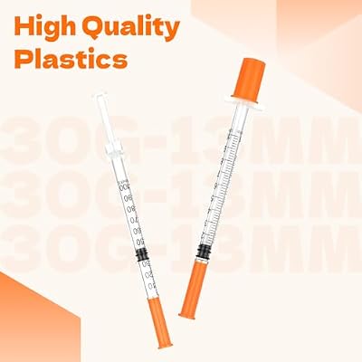 1ml Syringe with Needle, Syringes 1cc 30G 1/2 Inch, Individually Wrapped, Pack of 100