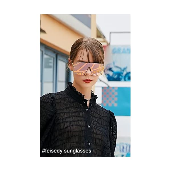 FEISEDY Classic Siamese One Piece Sunglasses Nice Rimless Stylish Retro Design for Women Men B2574 - Image 3