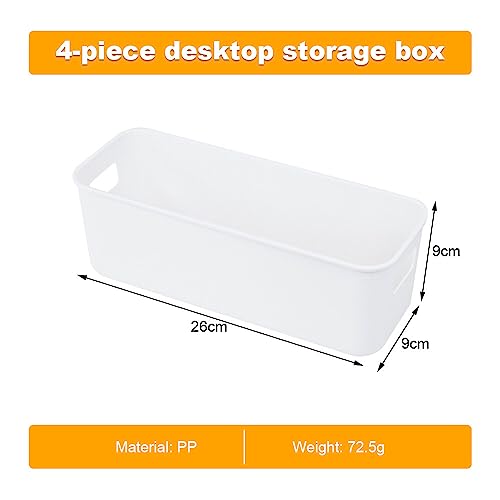 GmeDhc 4 Stück Aufbewahrungsbox, Aufbewahrungskorb mit Griffen, Kunststoff Organizer Box, Ordnungsboxen, für Küche, Badezimmer, Küchenschrank, Kosmetik, Kinderzimmer, Büro
