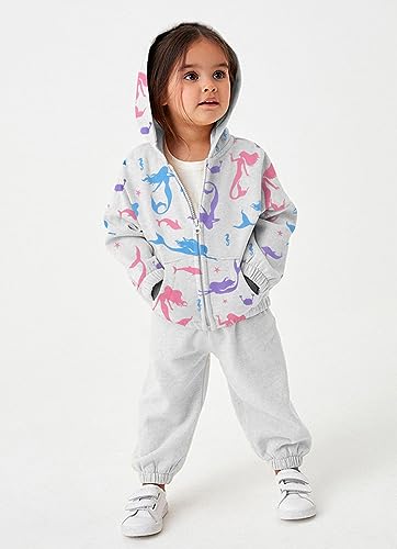 Little Hand Girls Unicorn Hoodies Zip Up Kids Strawberry Jackets Long Sleeve Toddler Dinosaur Sweatshirt Clothes 2-7 Years3