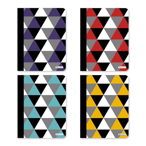 Cahiers de composition lignés 80 feuilles BAZIC : lot de 8 fournitures géométriques A5