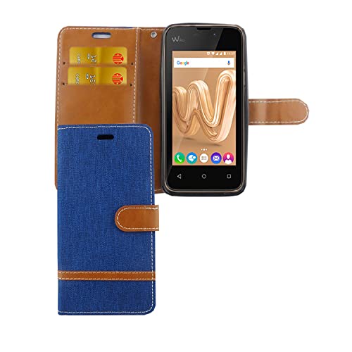 Étui Wiko Sunny Max König Design en simili cuir bleu avec support