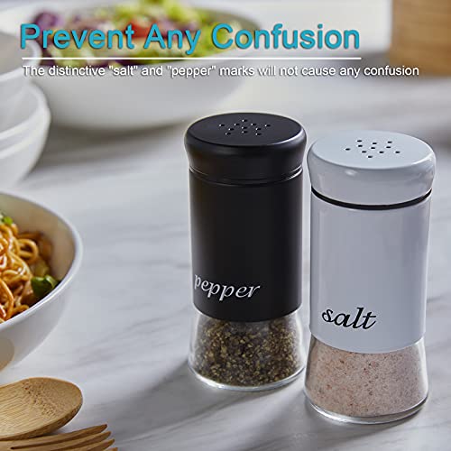 Salt And Pepper Shakers Set, Salt Shaker With Clear Glass Bottom, 5 Oz Salt And Pepper Set For Cooking Table Rv Bbq, Black And White Kitchen Decor And Accessories #TOP3