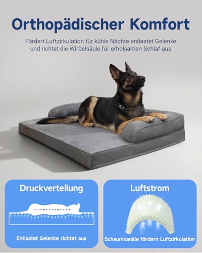 KSIIA Orthopädisches Hundebett Grosse Hunde Abnehmbar Waschbar 104x68x17cm