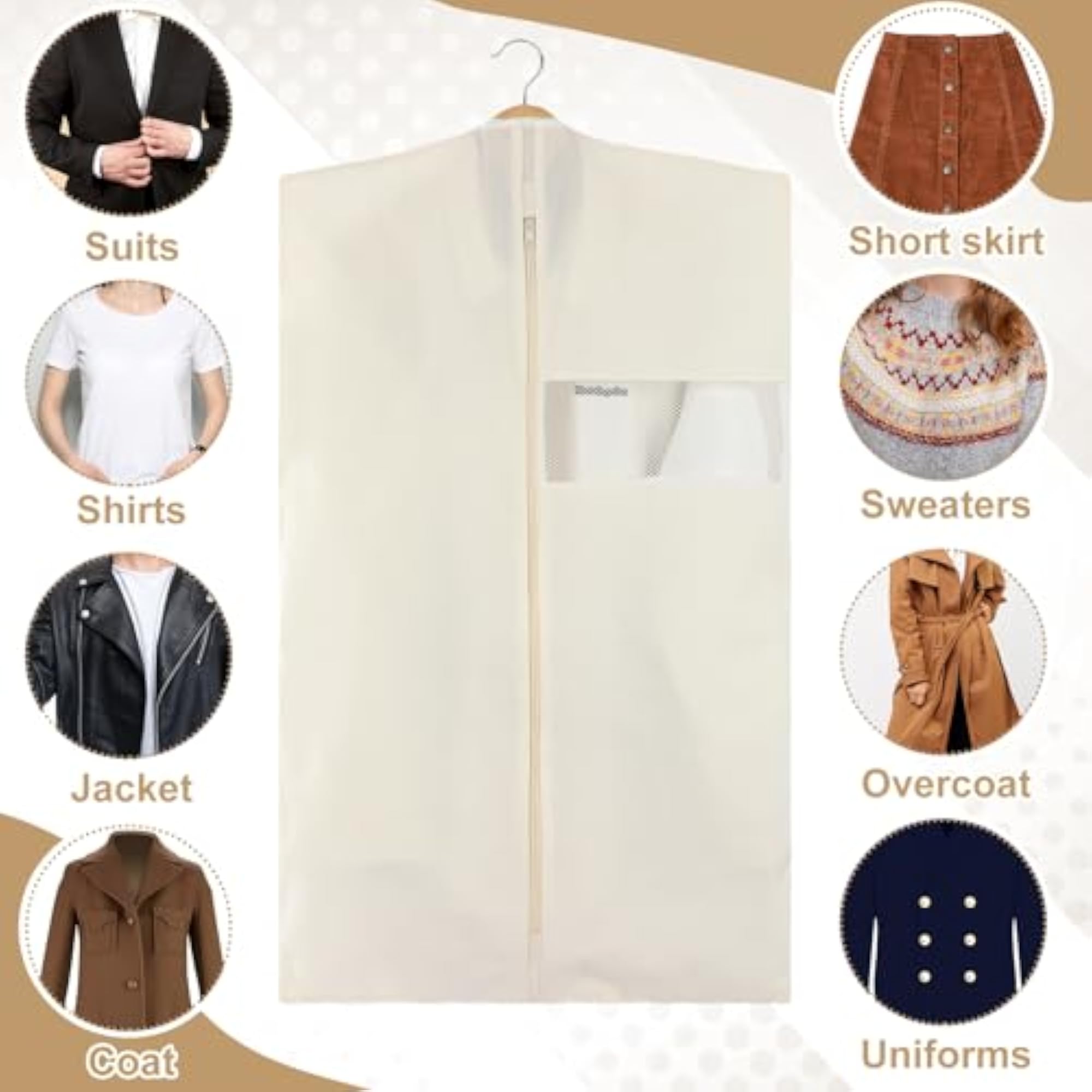 12 Pcs Cotton Garment Bags for Hanging Clothes