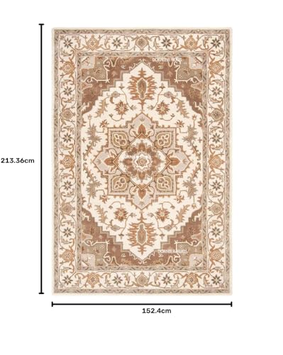 Image of 5x7 Ft Woolen Area Rug - Thick Traditional Hand-Tufted Carpet for Modern Bedrooms & Living Spaces