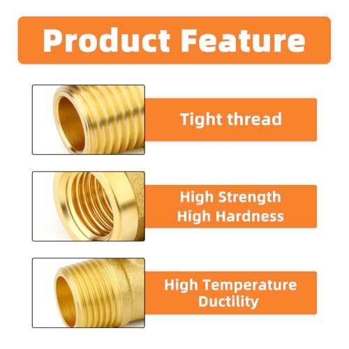 Image of GASHER 6PCS 3 /8 Inch NPT Brass Pipe Fitting, Ball Valve, Barstock Tee Brass Pipe Fitting and Air Hose Fitings