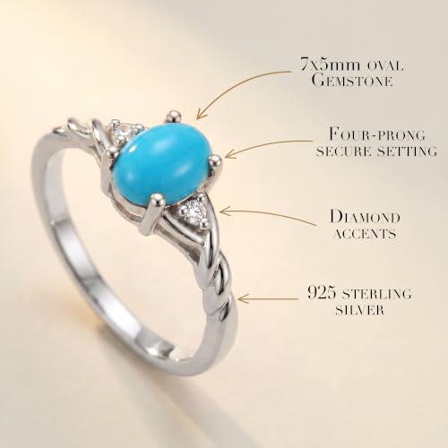 Image of Rylos Sterling Silver Classic Birthstone Ring - 7X5MM Oval Gemstone & Diamonds - Women's Jewelry, Sizes 5-10