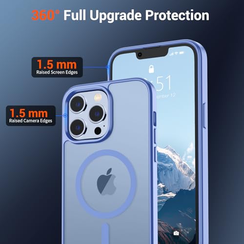 Image of SUPFINE Magnetic for iPhone 13 Pro Case (Compatible with MagSafe) (Military Grade Drop Protection) Slim Translucent Matte Shockproof with Anti-Fingerprint Phone Case,Blue Purple