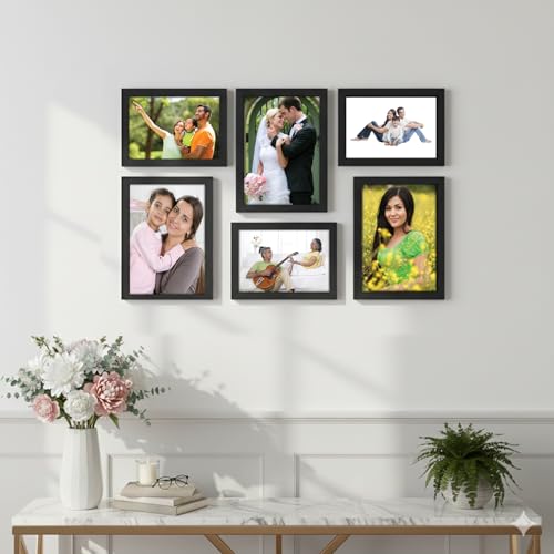 Amazon Brand – Solimo Collage Photo Frames (Set Of 6, Wall Hanging),Black