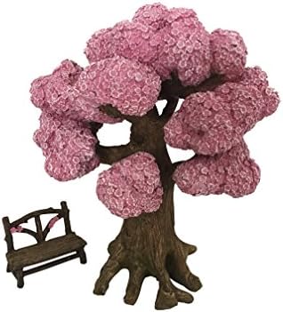 Ethan's Magical Tree with a Matching Fairy Bench for the Enchanted Fairy Garden (9 Inch Tall) - A Fairy Garden Accessory by GlitZGlam