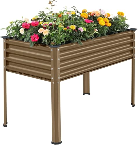 Land Guard Galvanized Oval Metal Garden Bed with Legs