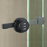 ETEKJOY Keyless Ratchet Lock for Sliding Glass Door Showcase Display Case Cabinet 3-Digital Password Combination (Black)