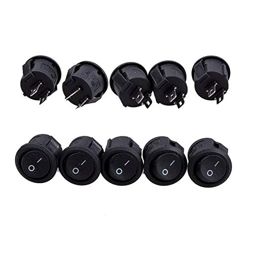 CYH 10st On / Off Vippomkopplare, 2-Position Mini Round Boat Switch 6A / 250V 10A / 125V Spst Tryck På Knappen Vippströmbrytare För Bilens Automatiska Hushållsapparater