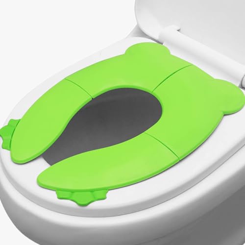 Image of Kids Station Foldable & Portable Baby Potty Training Seats-Suitable for potty training of Boys-Potty Training Seat for 1+ Year child-Travel Friendly, Easy to Carry (Green, Foldable Potty Seat)