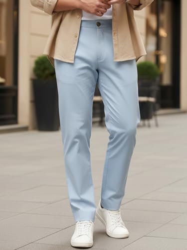 Image of Urbano Fashion Men's Regular Fit Mid Rise Cotton Casual Chinos Trousers Stretch