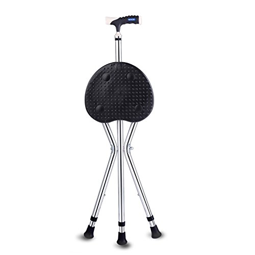 Folding Canes Seat Walking Stick Height Adjustment With LED 350 lbs Capacity