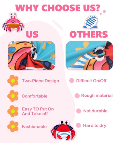 Image of ALVA 2 Pcs Long Sleeve Rash Guard Swim Diaper Sets, Baby Toddler Swimsuit UPF 50+ Sun Protection for Boy and Girl