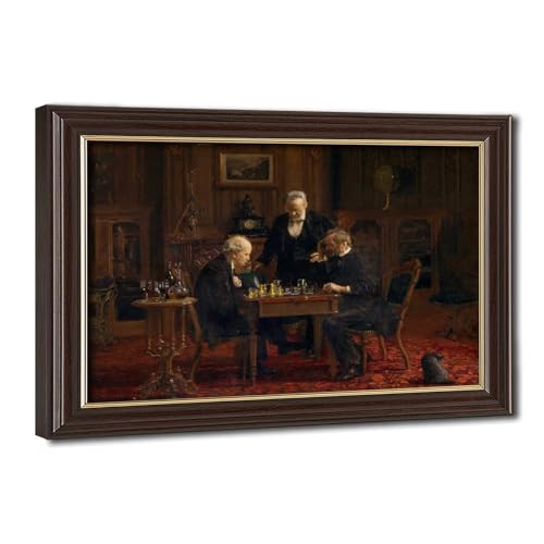 Impression sur toile Les joueurs d'échecs Thomas Eakins cadre 30x45 cm