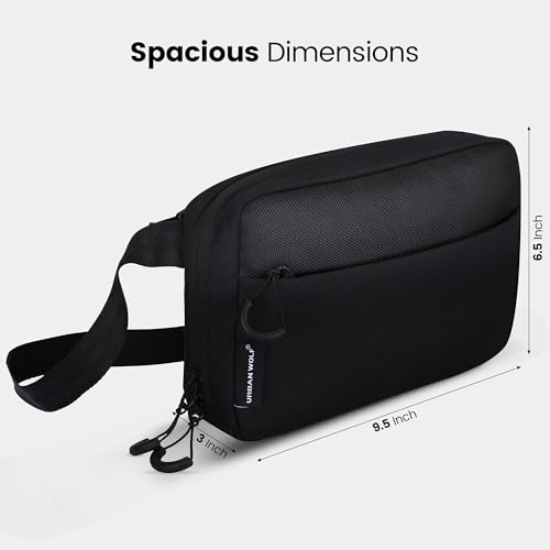 Image of URBAN WOLF Travel Sling - Anti-Theft Travel Crossbody Sling Bag for Men & Women | Water-Resistant Chest Pack, Mobile & Passport Shoulder Bag for Daily & Travel Use - Black