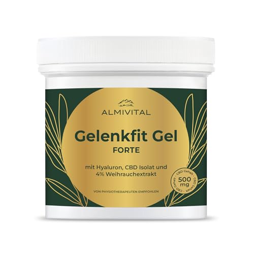 ALMIVITAL Gelenkfit Gel Forte CBD mit Hyaluron & 4% Weihrauch | Intensivpflege für beanspruchte Gelenke & Muskeln | Feuchtigkeitsspendend & wohltuend bei Verspannungen | 500ml