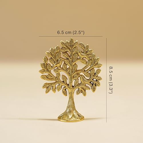 Image of BEHOMA 100% Pure Brass Kalpvriksh Tree with Birds | Tree of Life Showpiece for Car Dashboard & Table Decor (8.5 cm) | Kalpvriksha Vastu & Feng Shui Good Luck Idol, Home & Puja Gift