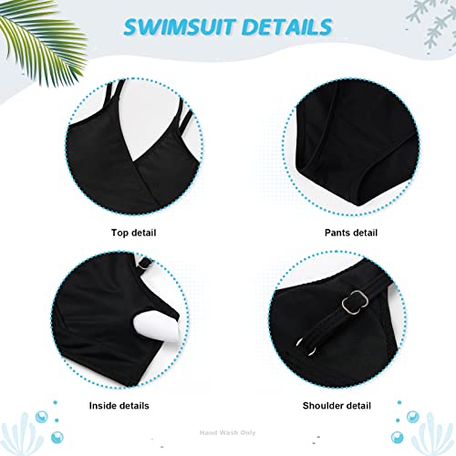 Girls 3 Piece Swimsuits Bathing Suit Cute Ruffle Floral Print Bikini Set with Skirt Kids Swimwear Size 9-14 Years4