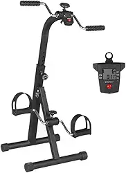 Mini Bicicleta Ergométrica Portátil Dobrável para Fisioterapia – Exercitador de Braços e Pernas com Ajuste de Intensidade e Tela LCD