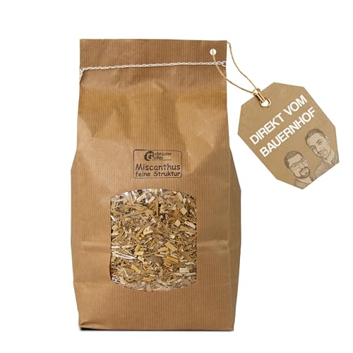 Gebrüder Goller Bio Miscanthus Einstreu 60 Liter - Staubarm & Saugstark - Einstreu für Kleintiere wie Kaninchen, Meerschweinchen, Hamster - Kleintierstreu aus biologischem Anbau - 100% Natur