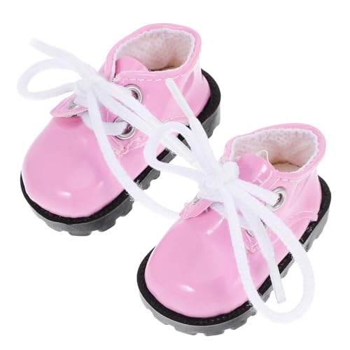 GARVALON Zapatos para Muñeca De Algodón Miniatura 5.5x2.6 Cm Rosa Niñas Decoración Vintage Accesorios Casas De Muñecas Set De