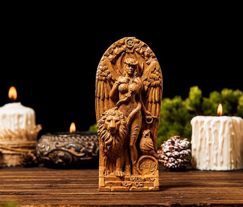 Estatua Diosa Lilith Demonio Madera Decoración Occulta miniatura 6