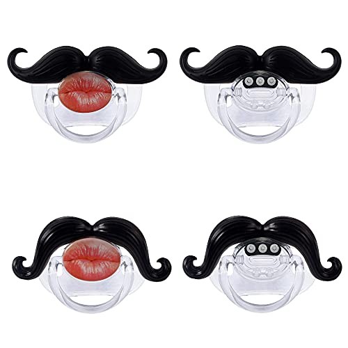 INTATIKOO Funny Baby Pacifiers, Mustache Pacifier,Baby Funny Gifts , Funny Baby Toy Gift , Funny Pacifiers for Babiesï¼ŒBPA Free (4 Pack)