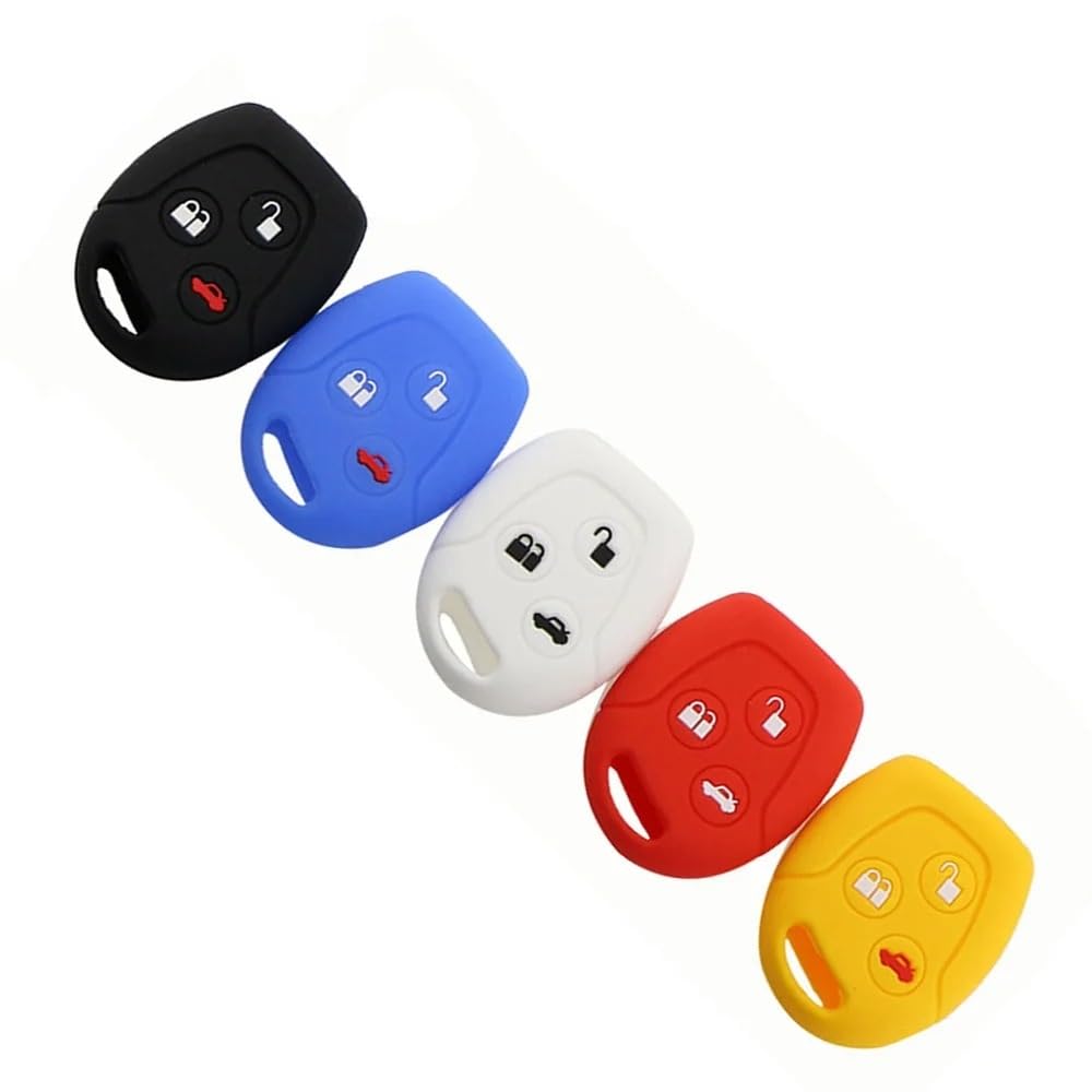 Funda metálica para Llavero de Coche Funda de Silicona para Llave de para Ford, para Focus, para Mondeo, para Festiva, para Fusion, para Fiesta KA MK4, con Mando a Distancia de 3 Botones.(White)