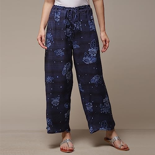 Image of BIBA Women's High Rise Nylon Liva Casual Style Straight Pant