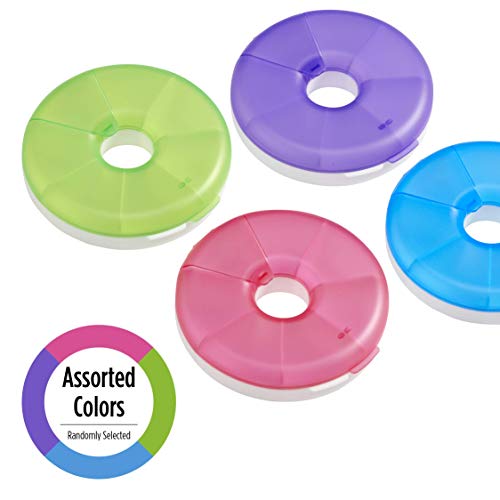 Image of EZY DOSE Weekly (7-Day) Round Pill Case, Medicine Planner, Vitamin Organizer Box, Convenient and Easy to Use, Easy Fill All Compartments at Once, Travel Sized, Color May Vary, BPA Free