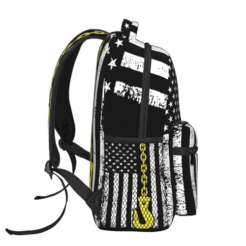 Towing Hook American Flag Backpack Large Capacity Lightweight Casual Travel Sports Backpack 11.4X7.8X15.7 inch3