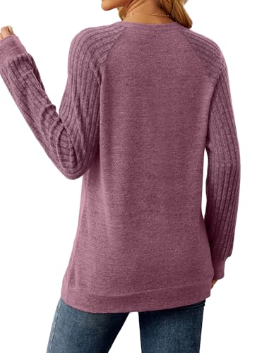 Image of Saloogoe Tunic Sweatshirts for Women Crewneck Lightweight Sweaters Raglan Long Sleeve Shirts Fall Fashion Tops 2026