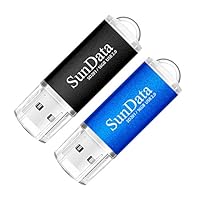SunData USB Stick 16 GB USB 2.0 Flash Drive Memory Stick – Pack of 2 : Black and Blue