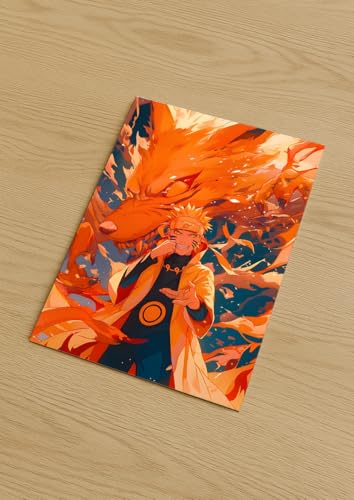 Image of NIJUKA Anime Printed Metal sheet Poster For Home And Room Decoration | For Anime Art Fans Boys And Girls (Master all chakra of nain tail)