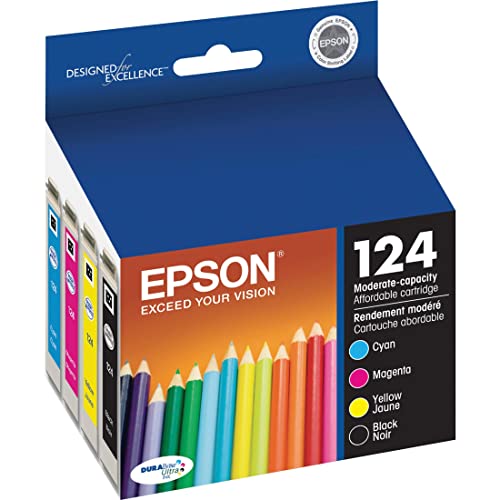 Crazy Deals EPSON T124 DURABrite Ultra -Ink Standard Capacity Black & Color -Cartridge Combo Pack (T124120-BCS) for Select Epson Stylus and Workforce Printers