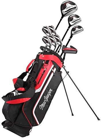 MacGregor Golf Mens CG3000 Steel Irons Graphite Woods Golf Club & Stand Bag Package Set, Mens Right Hand, Black/Red