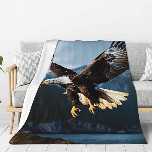 Couverture flanelle motif aigle au design sauvage et élégant