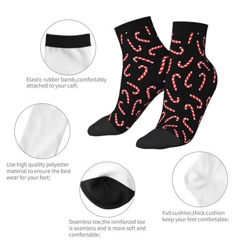 Men Women Candy Cane Print Ankle Socks Quarter Athletic Socks4