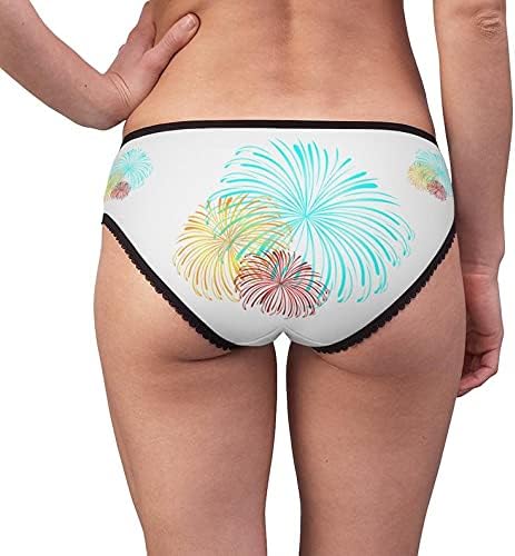 Fireworks Vector Panties, Fireworks Vector Underwear, Briefs, Cotton Briefs, Funny Underwear, Panties For Women (Medium) Black