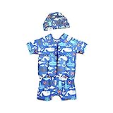 Digirlsor Baby Toddler Girls Boys Float Suit One Piece Rashguard Cartoon Short Sleeve Zip up...