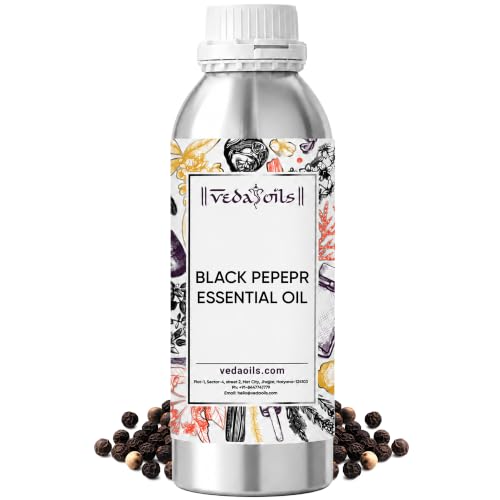 Image of VedaOils Black Pepper Essential Oil 100ml | 100% Pure Black Pepper Oil for Aromatherapy, Massage & Pain Relief | Therapeutic Grade Warm, Spicy Oil for Diffusers & Wellness