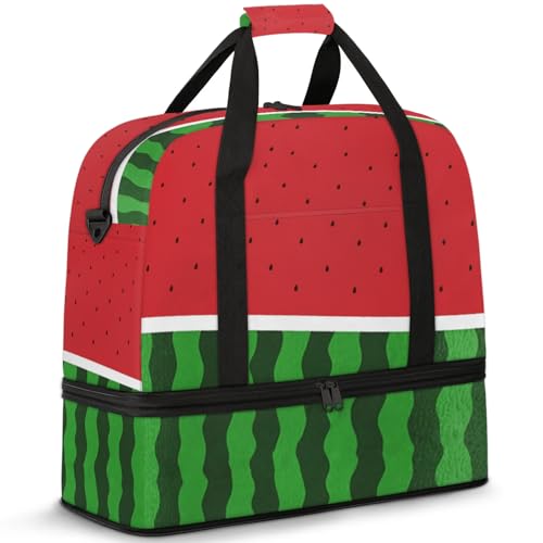 Large Weekender Overnight Bags Watermelon Fruit Summer Travel Duffel Bag for Women Men Gym Bag With Shoe Compartment Foldie Travel Tote Bag Carry On Personal Item Bag for Travel Gym Sports
