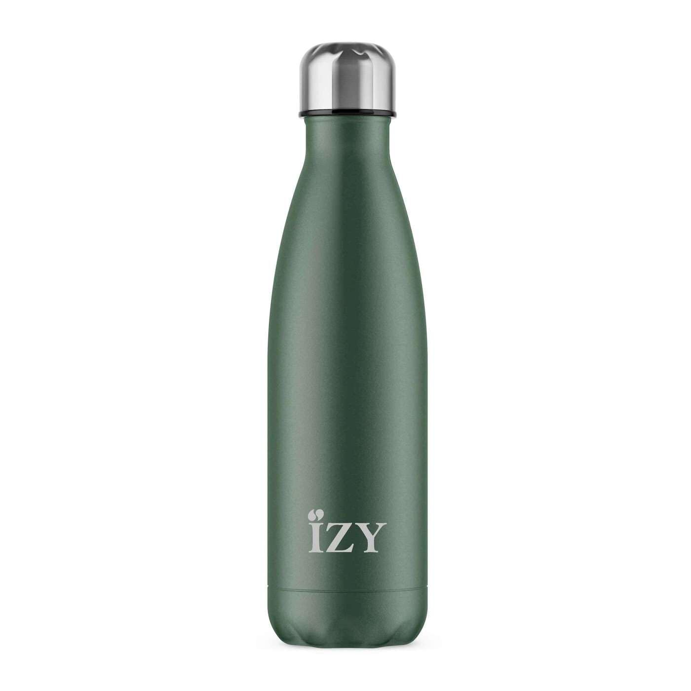 IZY Butelka na wodę - Butelka ze stali nierdzewnej - Izolowana butelka na wodę 500 ml - Izolowana butelka na wodę z podwójnymi ściankami do przenoszenia - Nie zawiera BPA - Szczelna (czerwona powłoka
